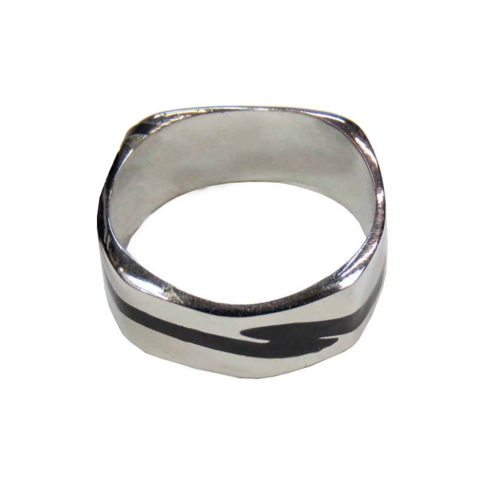 Inox Men's Stainless Steel Ring with Black Line on Band